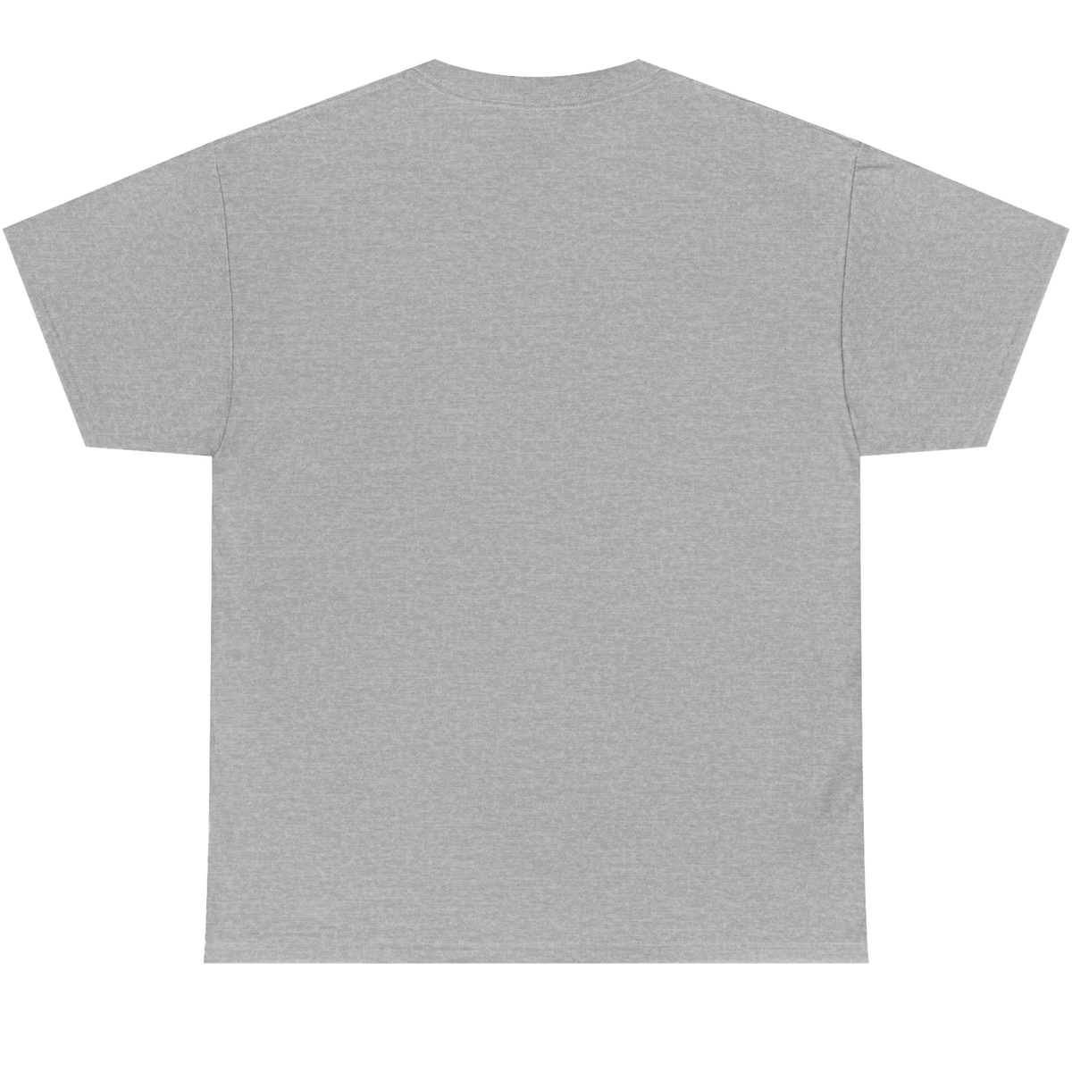 A light gray heather short-sleeve t-shirt shown from the back, laid flat against a solid white background.