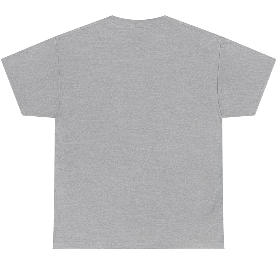 A light gray heather short-sleeve t-shirt shown from the back, laid flat against a solid white background.