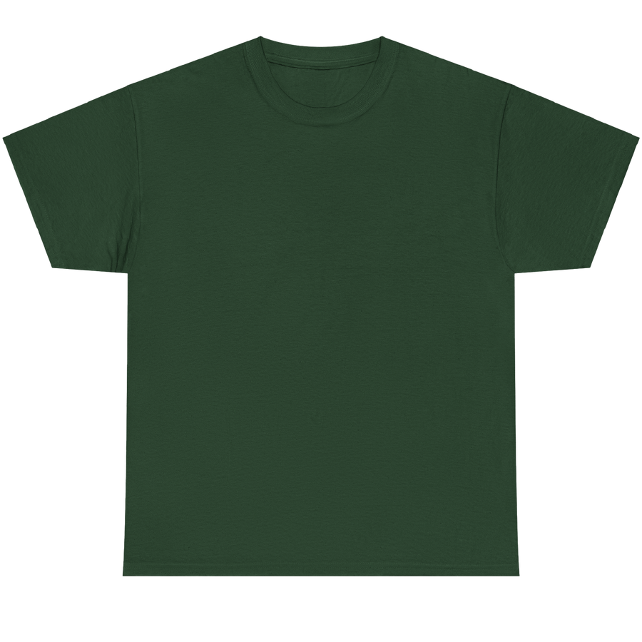 A dark forest green short-sleeve crewneck t-shirt displayed flat against a solid white background.