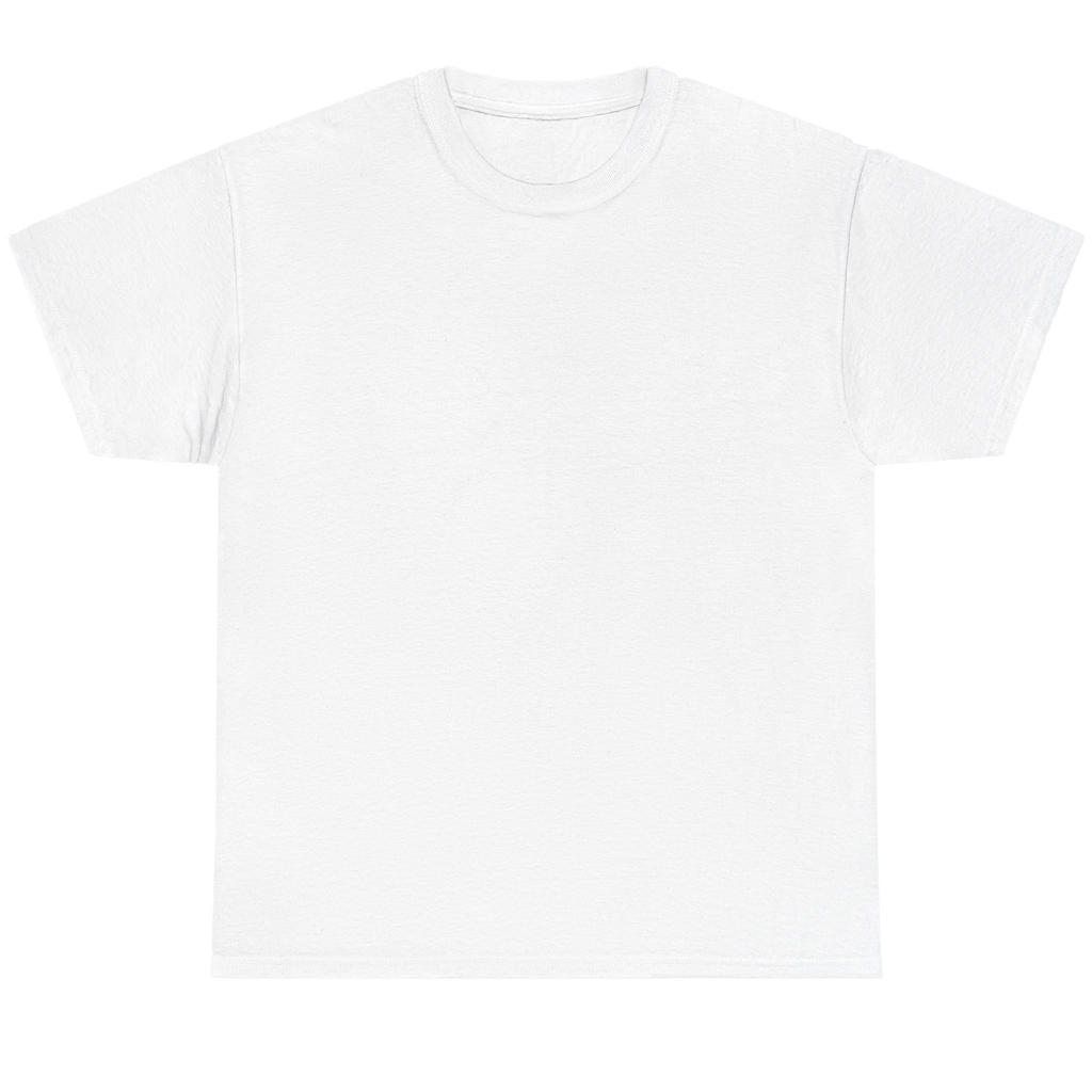 A plain white short-sleeve crewneck t-shirt laid flat against a white background.