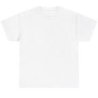 A plain white short-sleeve crewneck t-shirt laid flat against a white background.