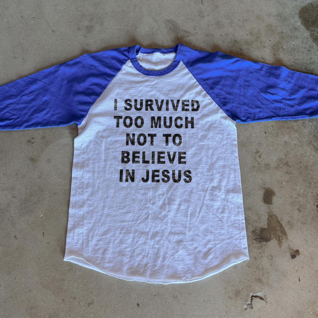 "BELIEVE IN JESUS" UNISEX 3/4 RAGLAN SHIRT