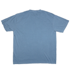 A light blue short-sleeve crewneck t-shirt shown from the back, laid flat against a solid white background.