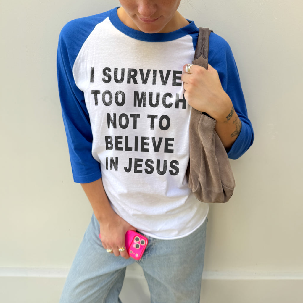 "BELIEVE IN JESUS" UNISEX 3/4 RAGLAN SHIRT