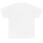 A plain white short-sleeve crewneck t-shirt shown from the back, laid flat against a solid white background.